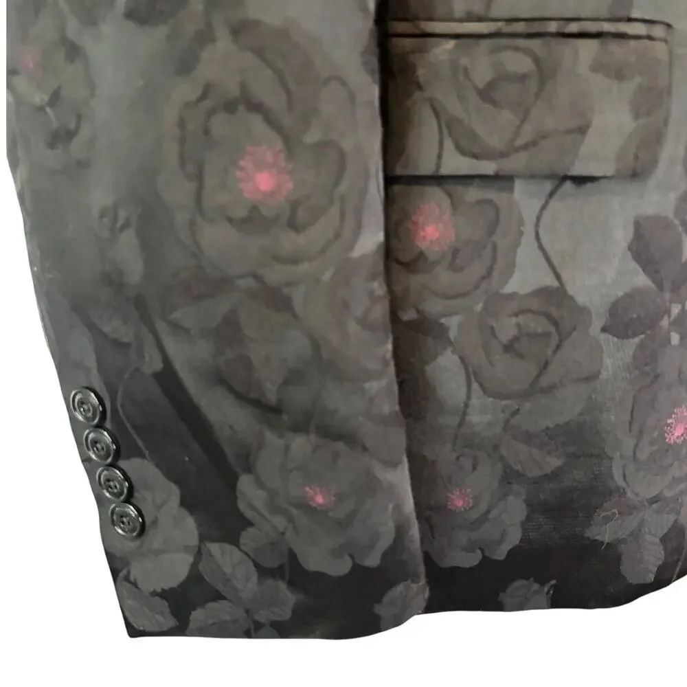 Tallia Mens Black Floral Sports Coat Dinner Jacket Sports Coat Size 42S Blazer